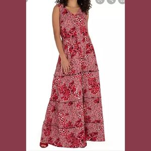 Poetic Justice Salena Red Print Maxi Dress Medium